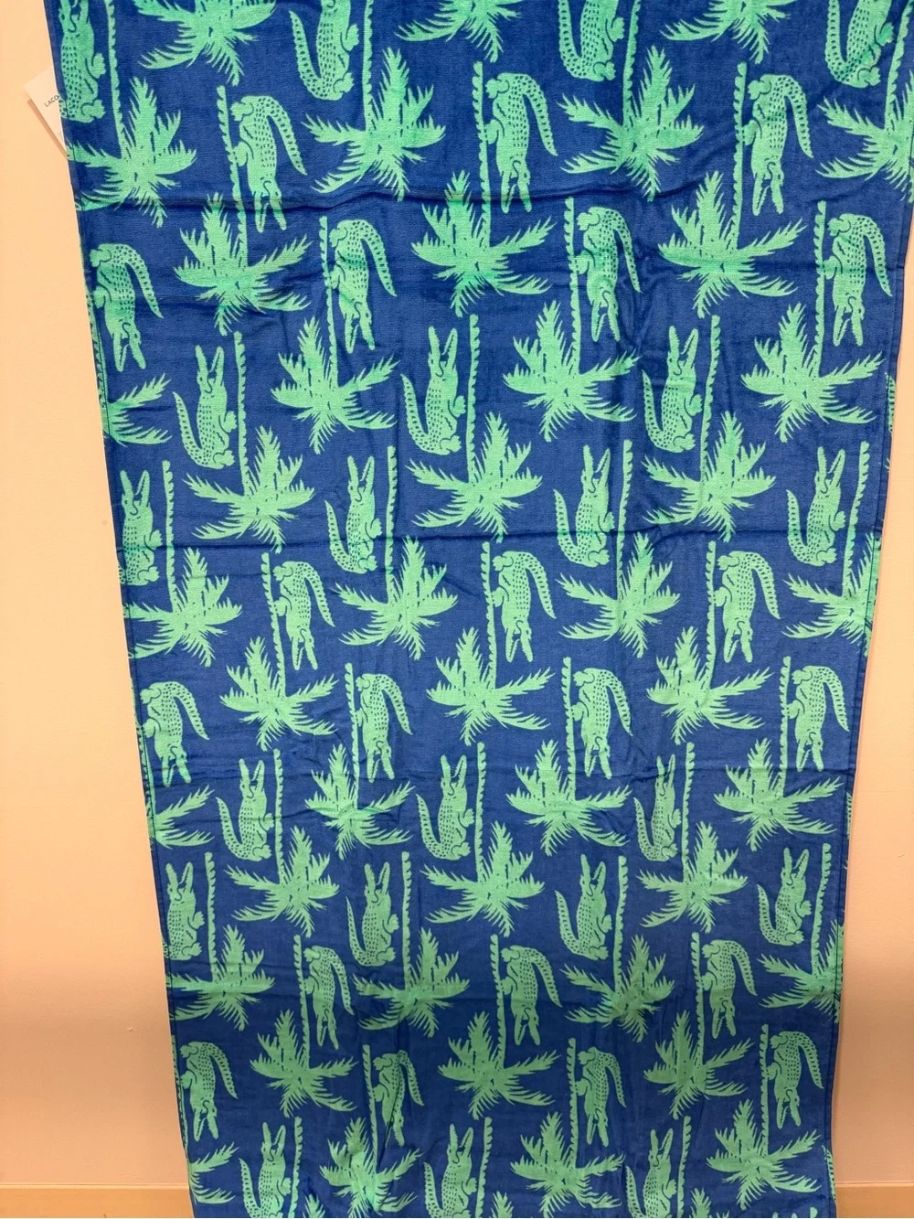 Lacoste Blue & Teal Croc Trim Terry Towel 36x72”